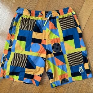 Psycho Bunny Colorful Geometric Patterned Swim Shorts